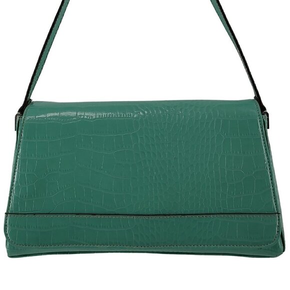 CRAZY HORSE Liz Claiborne Turquoise Embossed Croc Faux Leather Shoulder Bag - Picture 1 of 13
